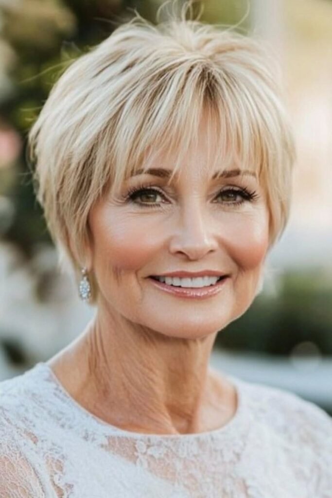 Classic Tapered Pixie Cut with Fine, Wispy Bangs