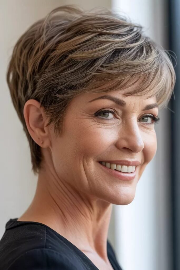Classic Tapered Pixie Cut with Soft Highlights