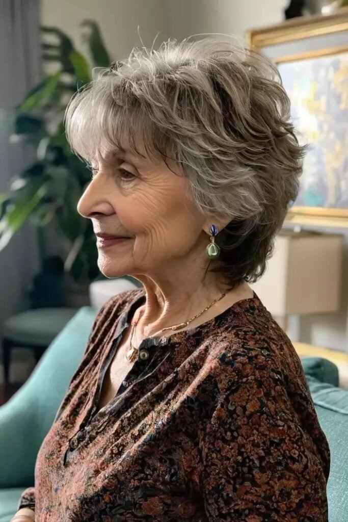Classic Tapered Shag with Full Rounded Bangs