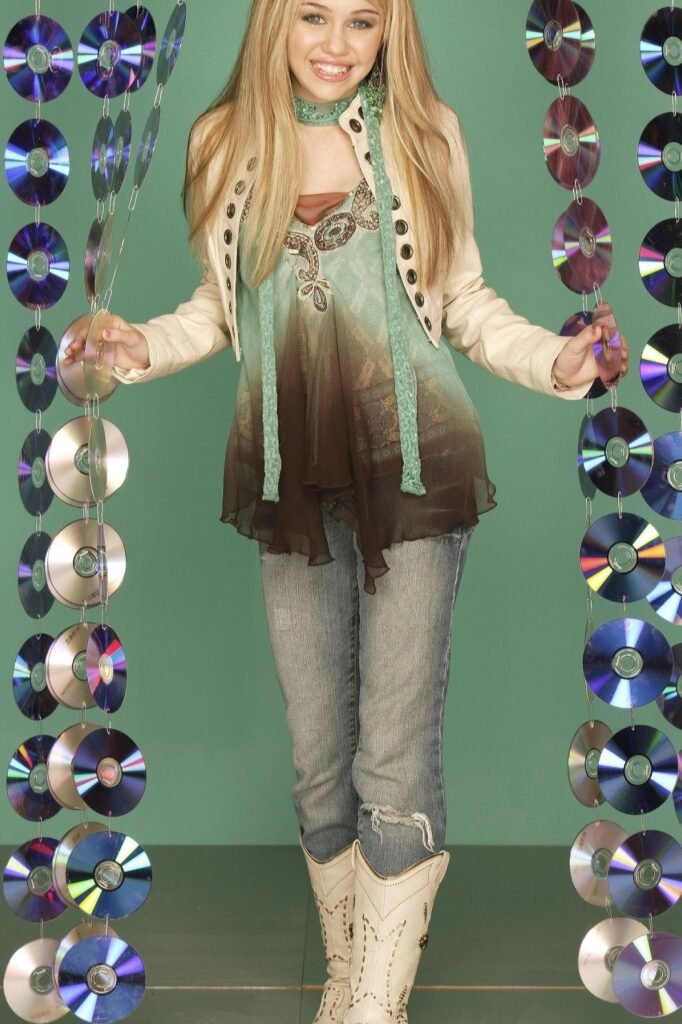 Cream Leather Jacket + Ombre Graphic Tunic + Distressed Jeans + Cream Cowboy Boots