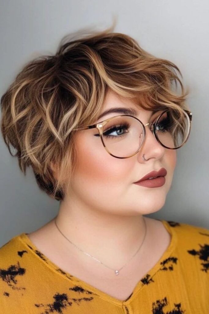 Curly Tapered Cut with Blonde Balayage