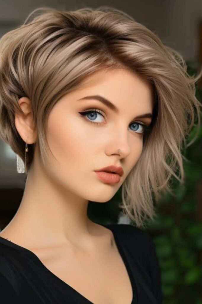 69. Dimensional Ash Blonde Layered Pixie