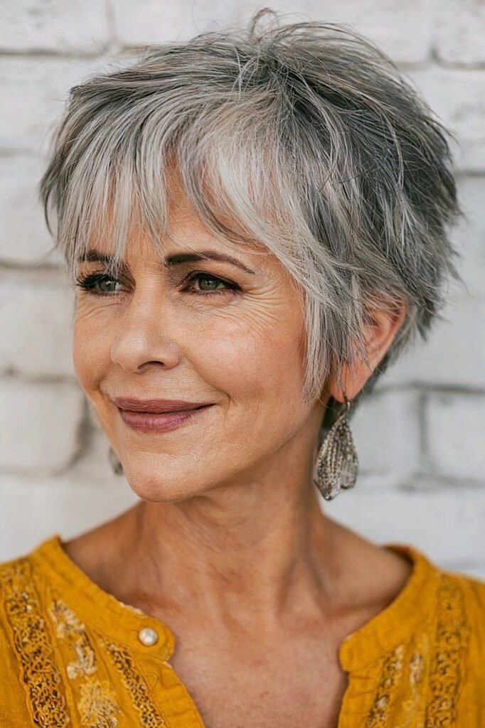 Edgy Choppy Pixie with Jagged Bangs and Tapered Nape
