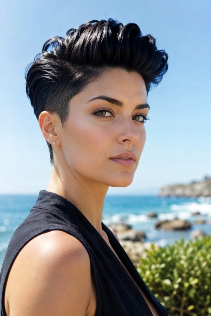 55. Edgy Pixie Cut with Undercut and Styled Top