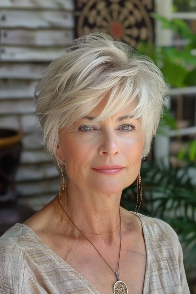 Edgy Textured Pixie with Long Choppy Fringe