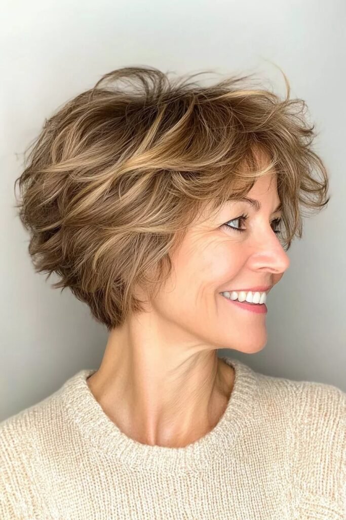 Effortless Caramel Pixie with Tousled Waves