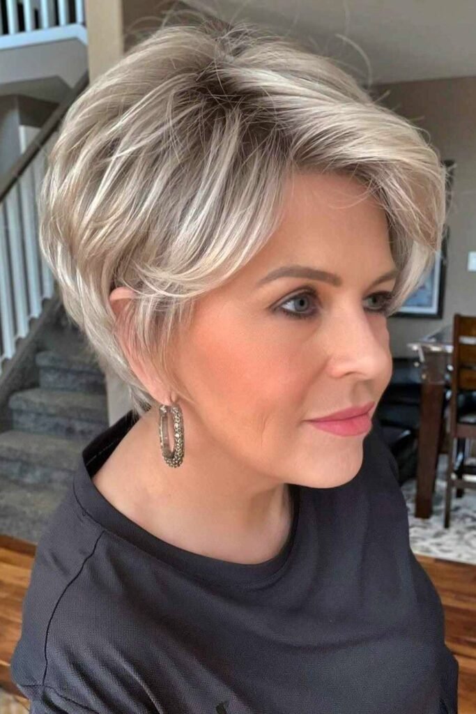 Elegant Blonde Bixie with Soft Face-Framing Layers