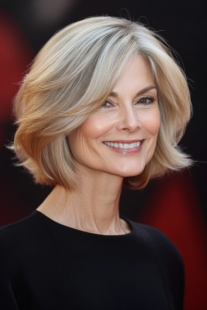 Elegant Flared Bob with Winged Ends