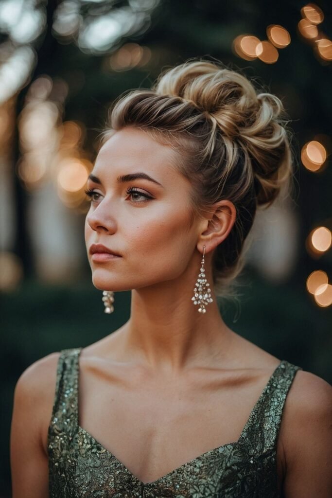 Elegant High Bun with Voluminous Crown