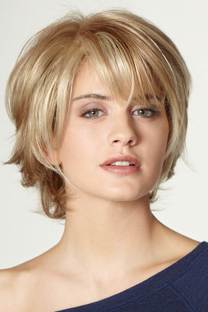 Feathered Short Bob with Wispy Curtain Bangs