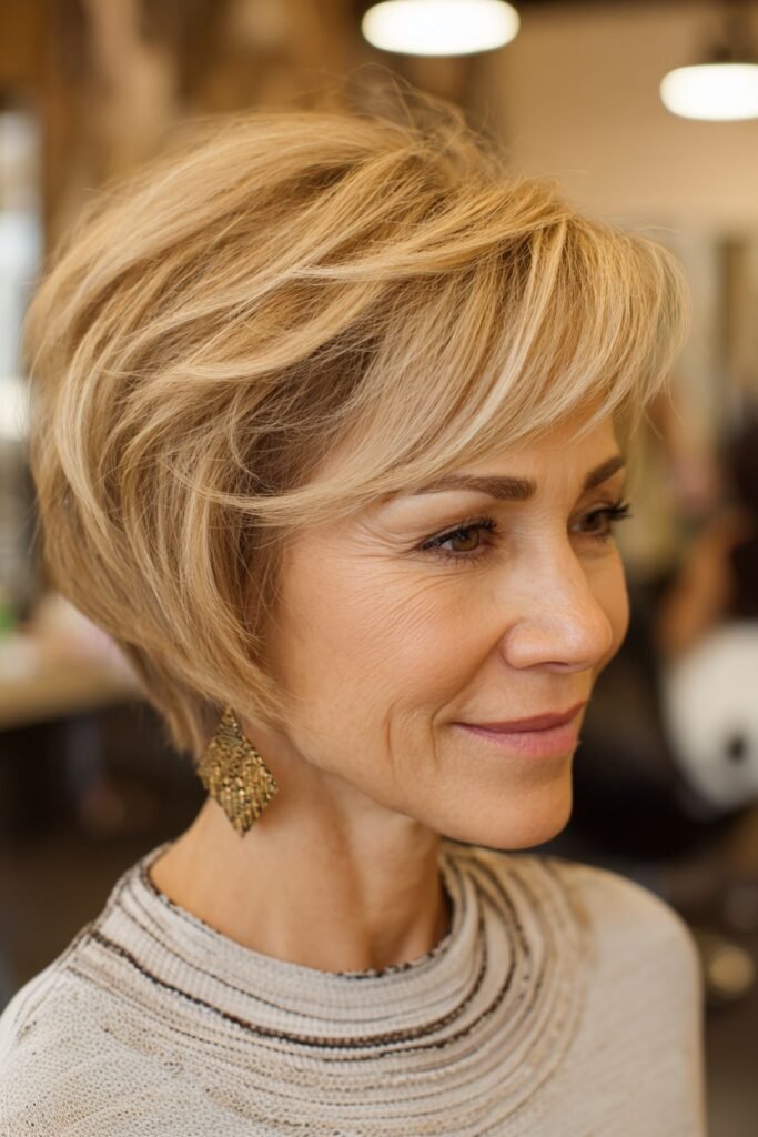 Golden Blonde Pixie Bob with Feathered Layers