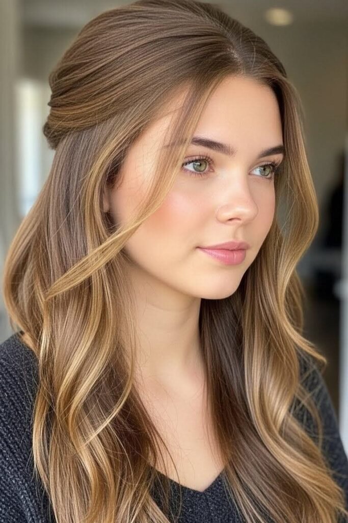 Half-Up Twist with Face-Framing Waves