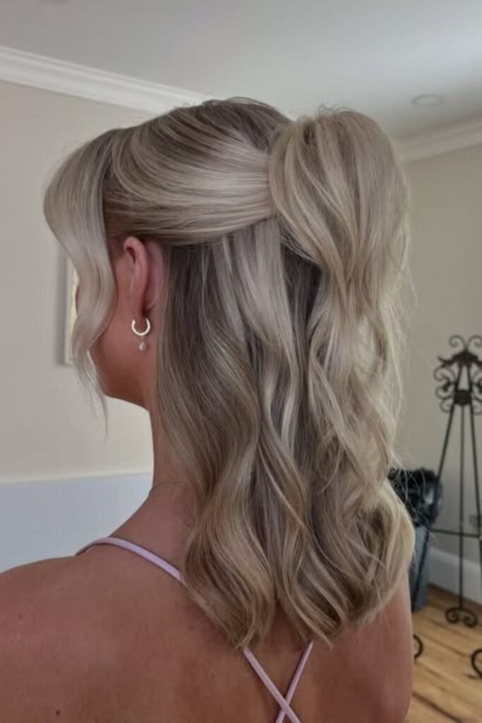 High Volume Half-Up Ponytail with Face-Framing Pieces