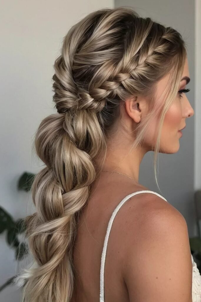 Intricate Multi-Strand Braid Texturised Low Ponytail