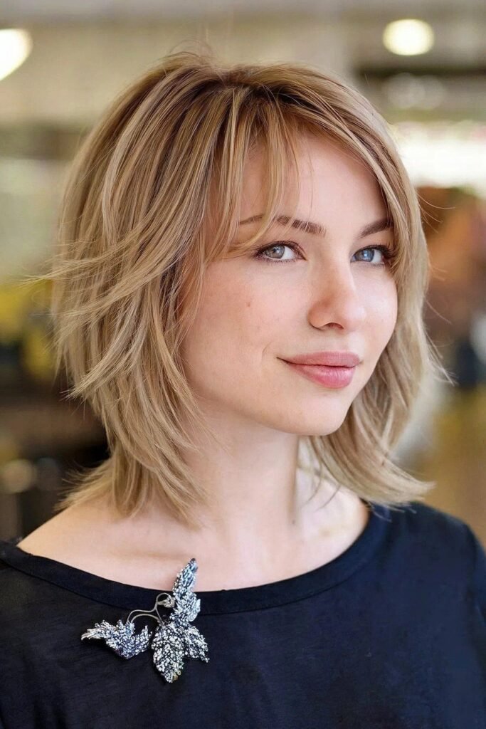 Layered Shaggy Cut with Wispy Bangs