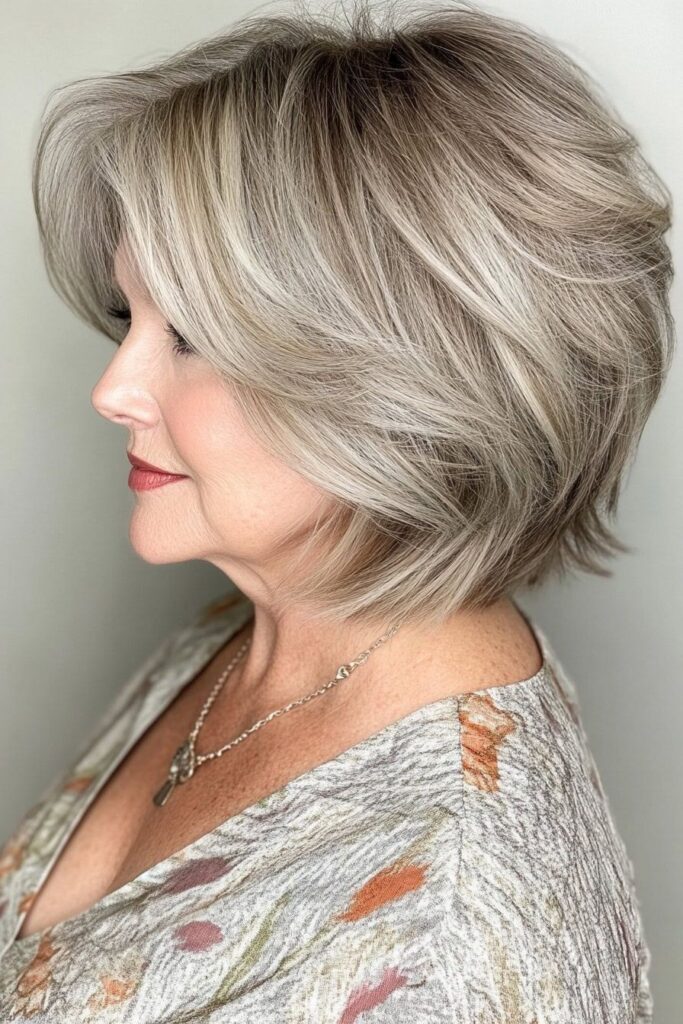 32. Layered Voluminous Bob with Feathered Ends