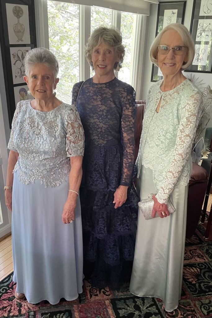 Light Blue Lace Overlay Gown + Navy Tiered Lace Gown + Mint Green Lace Jacket and Satin Skirt