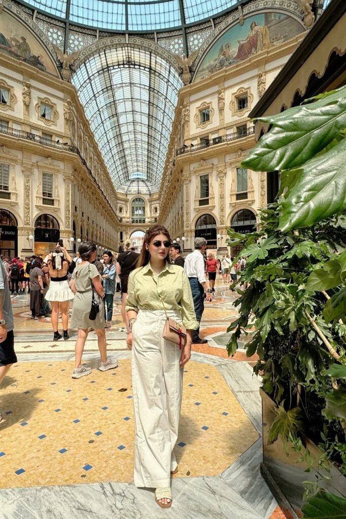 Light Green Button Down Shirt + Cream High Waisted Wide Leg Trousers + Beige Chain Strap Crossbody Bag + Black Sunglasses + Cream Slide Sandals