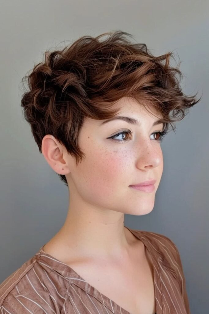 Messy Textured Pixie with Voluminous Curls
