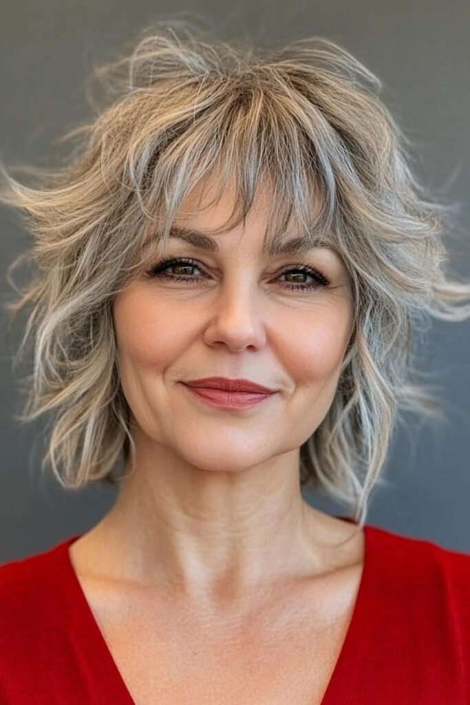 Messy Wavy Shag with Wispy Bangs