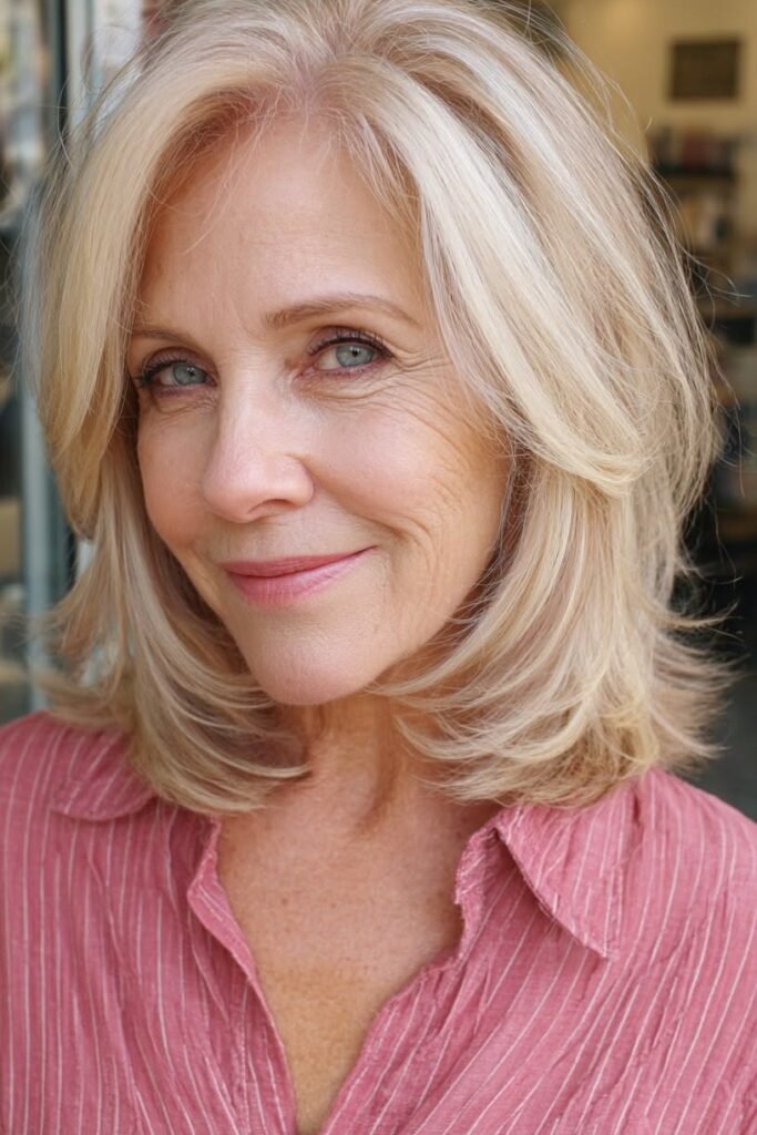 Mid-Length Layered Cut with Face-Framing Curvature