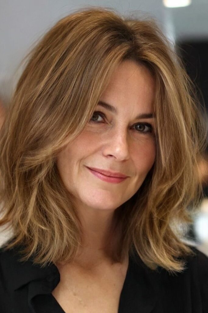 36. Mid-Length Layered Cut with Face-Framing Waves