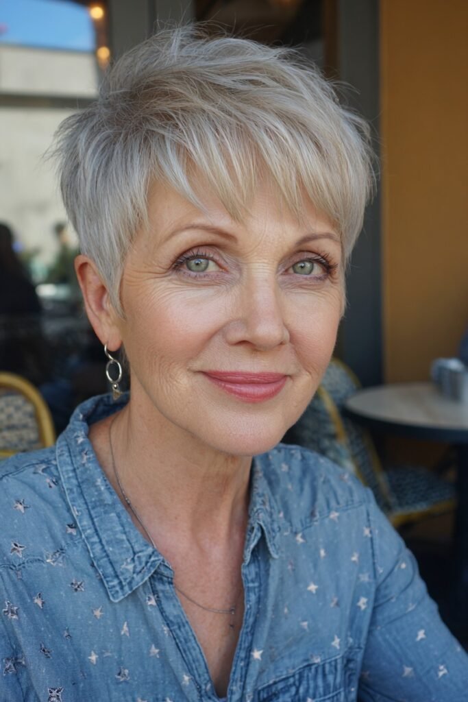 Modern Tapered Pixie with Wispy Bangs