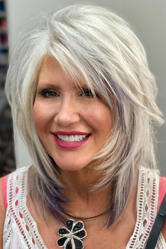 Multi-Textured Shaggy Wolf Cut with Purple Accents
