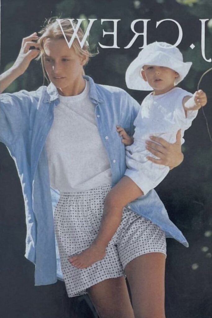 Oversized Light Blue Denim Shirt + White T-Shirt + Patterned Cotton Shorts