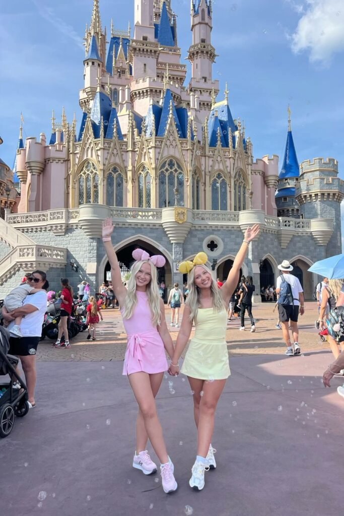 Pink Sleeveless Romper + Yellow Sleeveless Romper + Pink Sneakers & White Sneakers