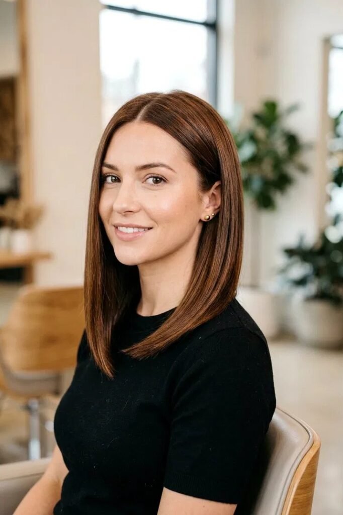 27. Polished Straight Shoulder Length Hair