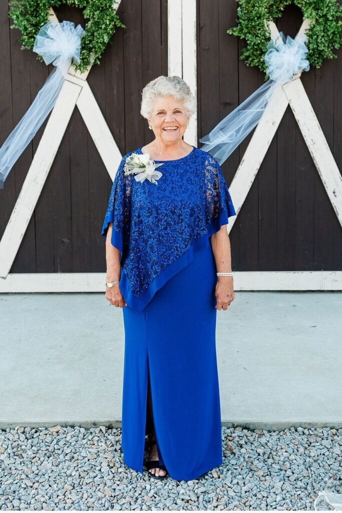 Royal Blue Lace Asymmetrical Overlay Gown + Silver Pearl Bracelet + Black Peep-Toe Sandals