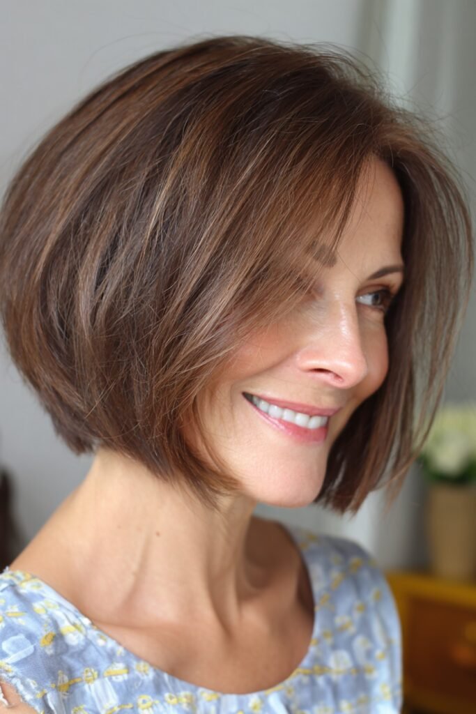 Sharp A-Line Bob with Subtle Inward Tuck