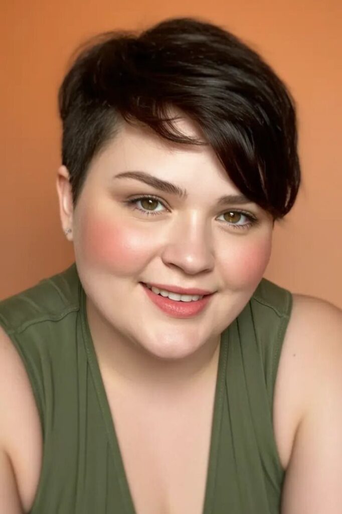 34. Short Cropped Pixie with Side-Swept Fringe