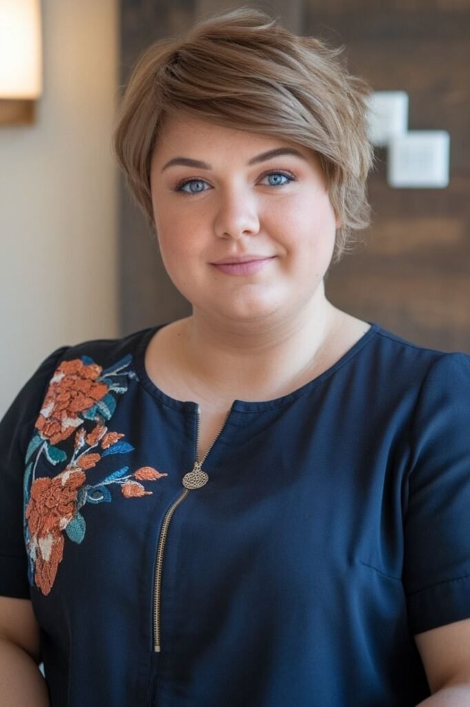 Short Layered Pixie with Side-Swept Fringe