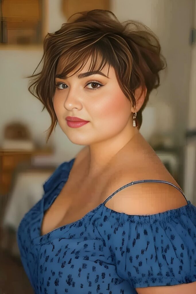 37. Side-Parted Pixie with Soft Waves and Highlights