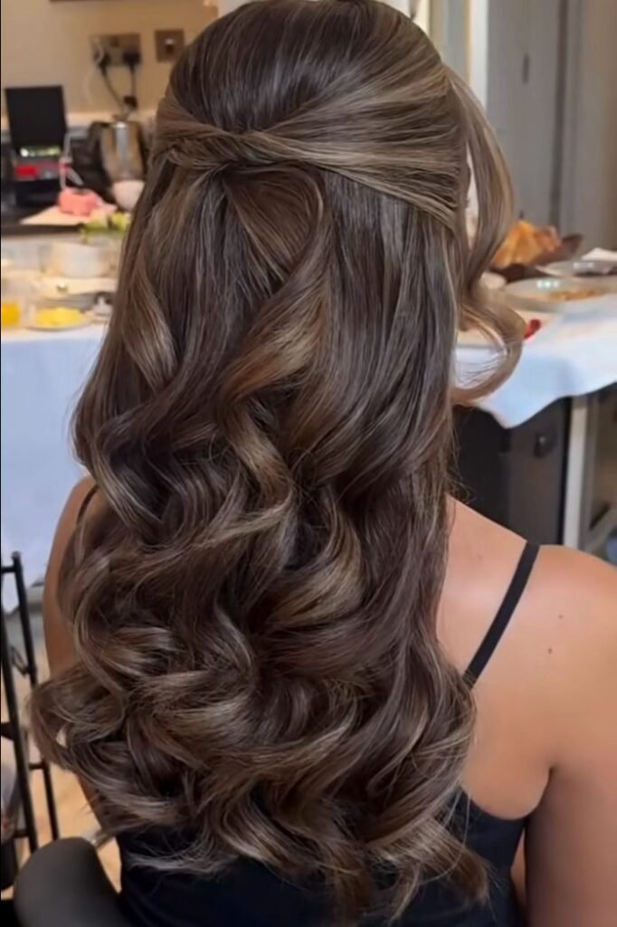Simple Criss-Cross Twisted Half-Up Style on Brunette Hair