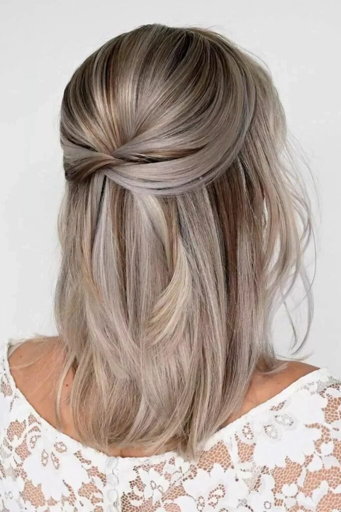 Simple Half-Up Twist for Medium-Length Hair
