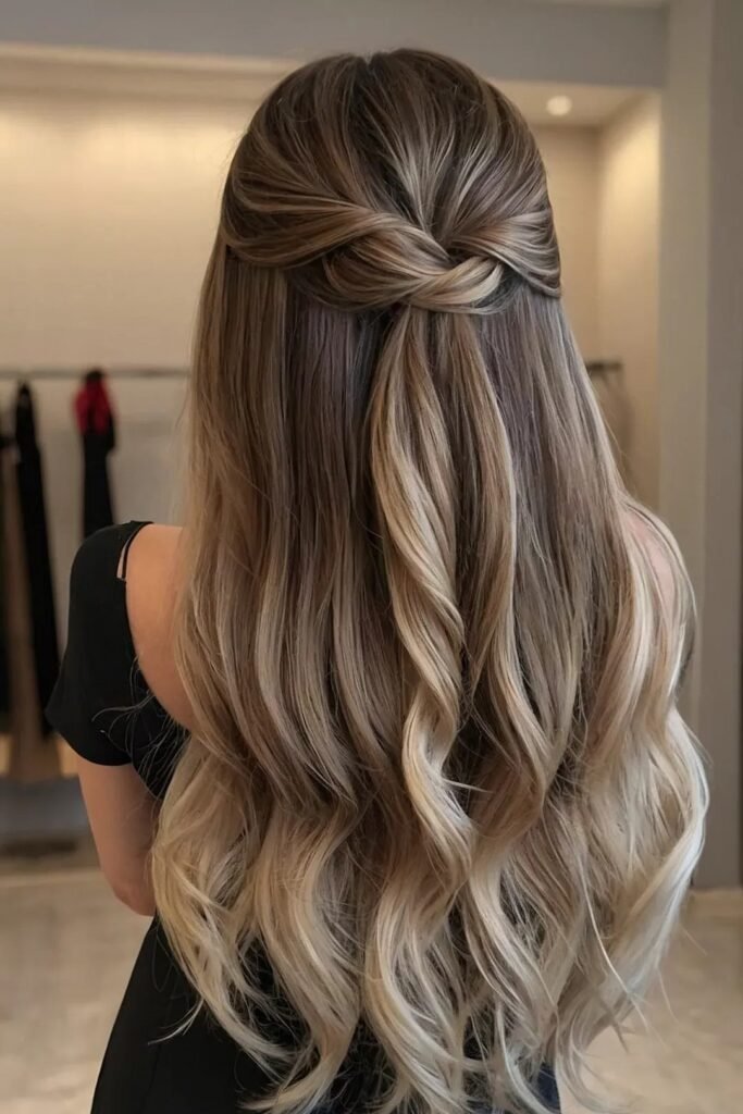 Simple Half-Up Twist with Long Layered Waves