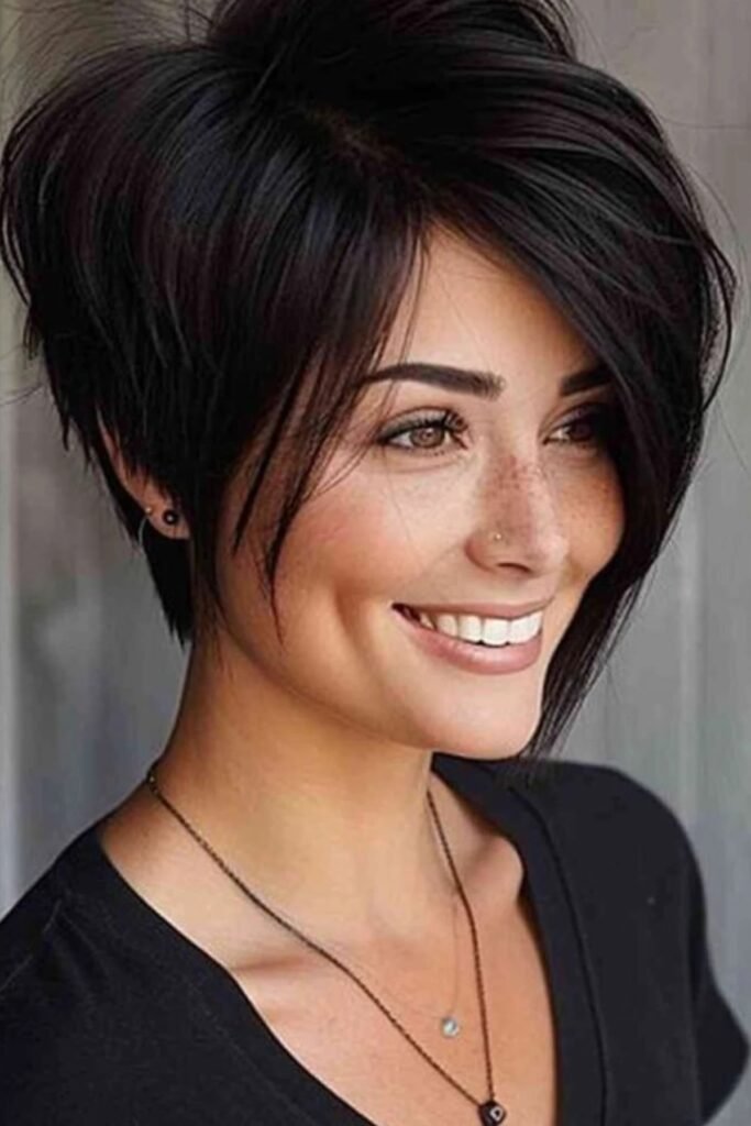 77. Sleek Asymmetrical Pixie Bob