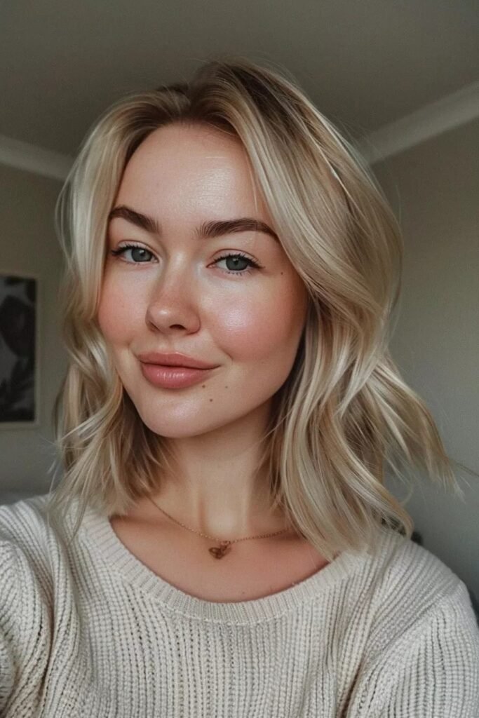 Sleek Blonde Lob with Soft Internal Layers