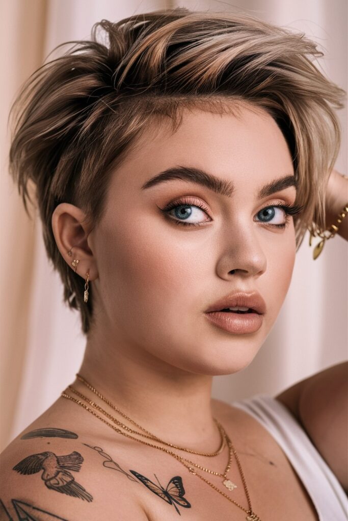 27. Sleek Blonde Pixie Cut with Volume