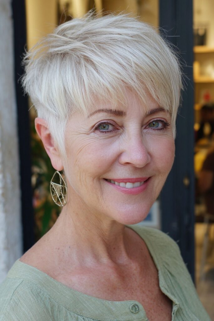 52. Sleek Platinum Blonde Crop with Tapered Sides