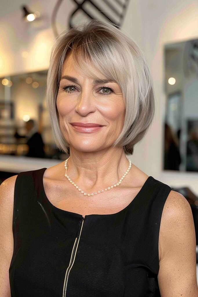 Sleek Rounded Bob with Deep Side Part