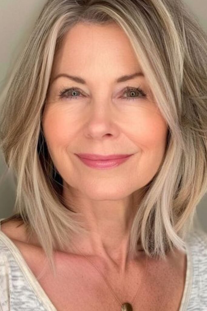 Sleek Straight Lob with Subtle Face-Framing Layers