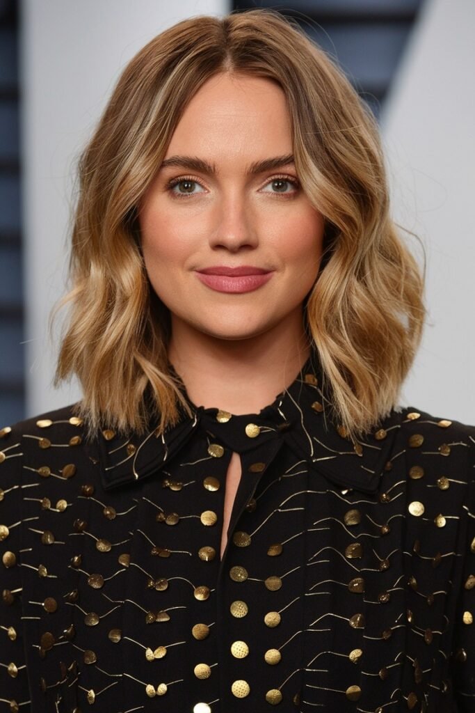 Soft Beachy Waves with Center Part and Subtle Ombre