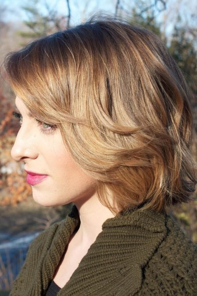 Soft Layered Bob with Side-Swept Bangs