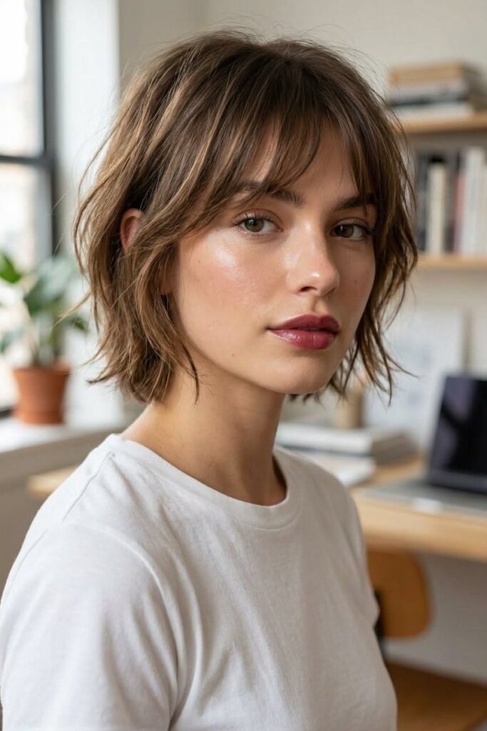 Soft Layered Crop with Lightweight Bangs