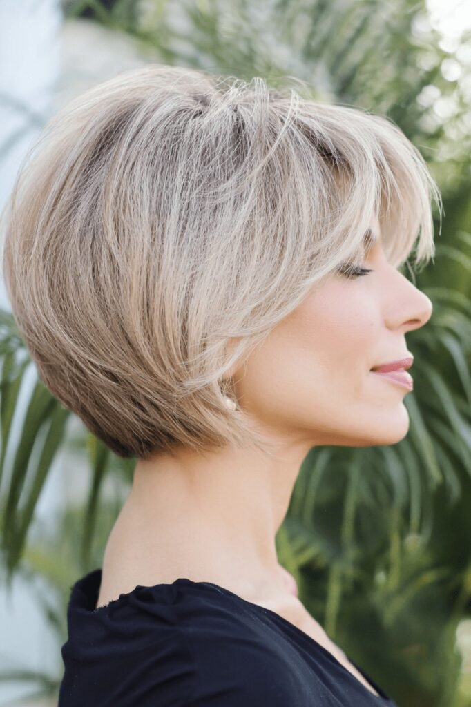 Soft Layered Pixie Cut with Side-Swept Fringe
