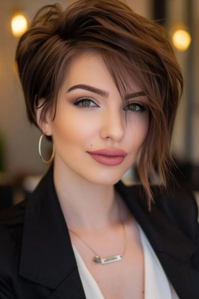 78. Soft Layered Pixie Cut with Subtle Side-Swept Fringe